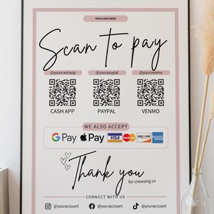 Scan To Pay Template | QR Code Sign for Small Business (Digital Download) image 12