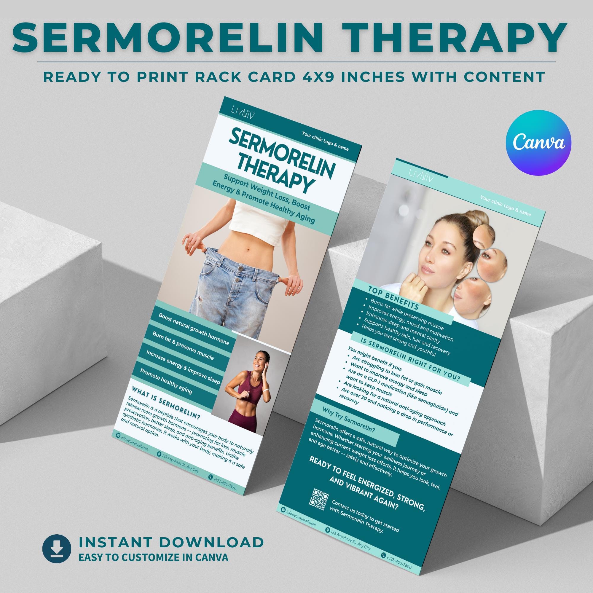 Therpay Rack Card Example Sermorelin Therapy Rack Card Peptide Marketing Template Weight Loss ...
