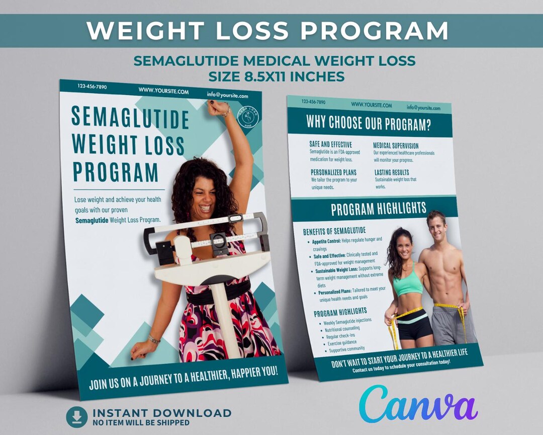 Medical Weight Loss Program Flyer Canva Template Semaglutide Injectable ...