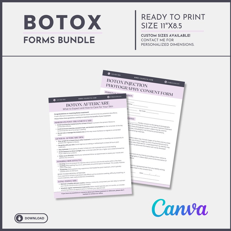 Botox Forms Bundle: Canva Template for Professionals Easy-to-edit ...