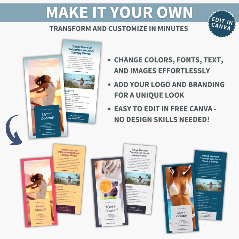 Therpay Rack Card Example IV Therapy Rack Card Template, Medspa Marketing (canva Editable) - Etsy