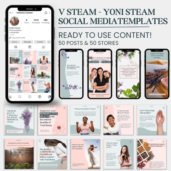 Complete Social Media Bundle: V Steam & Yoni Steam Canva Editable Templates