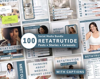 Retatrutide Social Media Bundle | Medical Weight Loss Kit | Instagram Posts Stories & Carousels with Captions