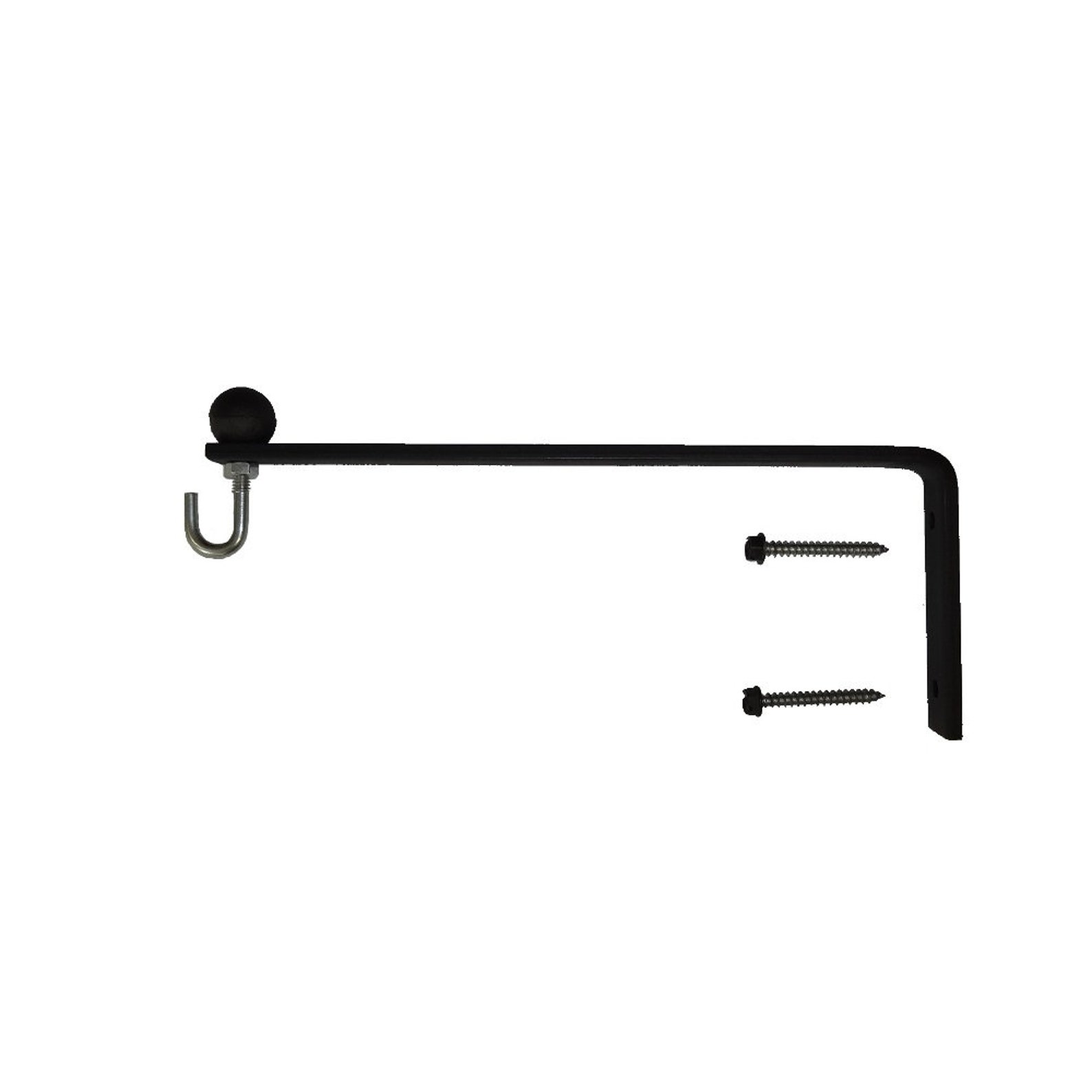 Hanging Planter Bracket, Solid Flat Wrought Iron, W/ball & Hook, Indoor