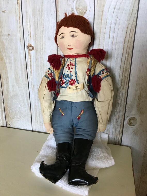 antique cloth doll painted face