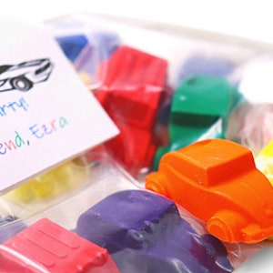 Car Birthday Party Crayon Bags: Crayon Party Favors