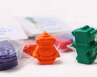 Robot Party Crayon Bags: Crayon Party Favors