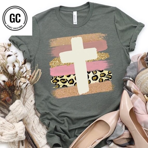 leopard cross tee
