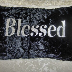 Inspirational Pillow Cover,Decorative Throw Pillow Cover ,Black Pillow Cover, Embroidered Pillow Cover, Faux fur  Pillow Cover