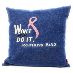 Inspirational Pillow Cover,Decorative throw pillow Cover, Embroidered throw pillow Cover, accent  pillow Cover, blue denim  pillow Cover