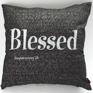 Inspirational Pillow Cover, Black Pillow cover, Black Throw Pillow Cover, Embroidered  pillow cover, Black Accent Pillow Cover,  Blessed