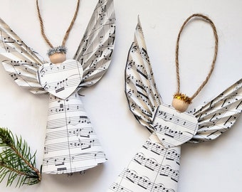 Sheet Music Angel, Paper Angel, Eco friendly gift, Angel Ornament, Musical Decoration, Letterbox gift, Music lover, gift for teacher