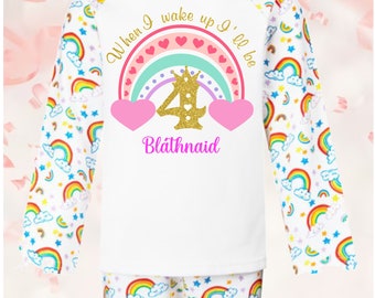 Personalised Birthday Pjs Rainbow