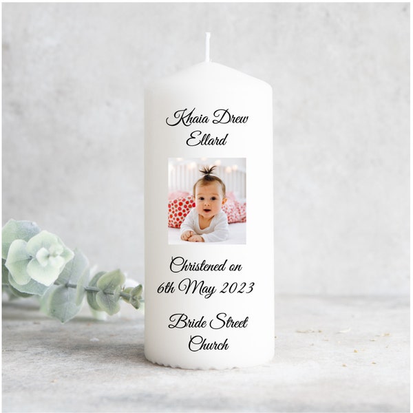 Personalised Christening Candle with photo