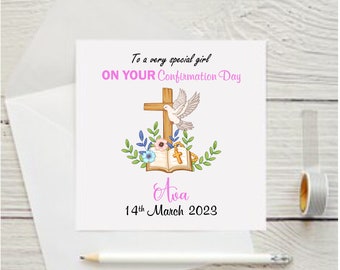 Personalised Confirmation Card Pink