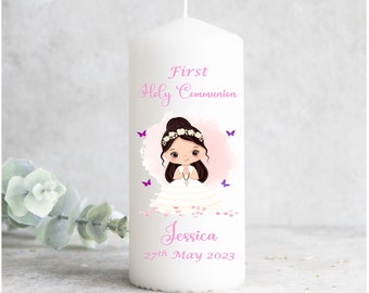 Personalised Communion Candle Pink