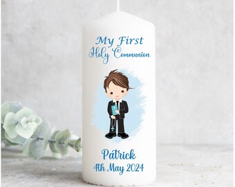 Personalised Communion Candle Blue