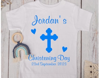 Personalised Christening T-shirt Blue/Pink
