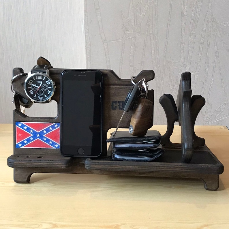 Nightstand Organizer With Gun Holder. Charging Station Phone Etsy