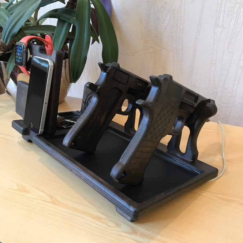 Nightstand Organizer 2 Gun Holder and Docking Station Iphone Etsy