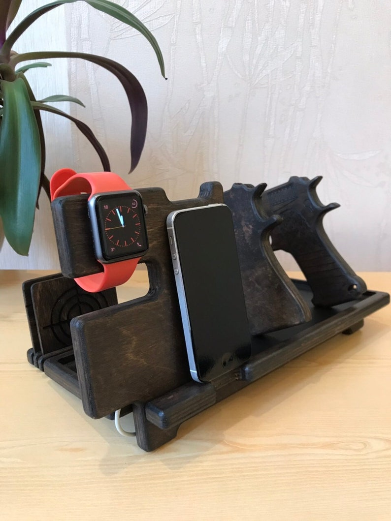 Nightstand Organizer 2 Gun Holder and Docking Station Iphone Etsy