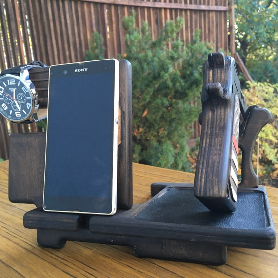 Gun Mount And Nightstand Organizer For Men Custom Engraved Etsy