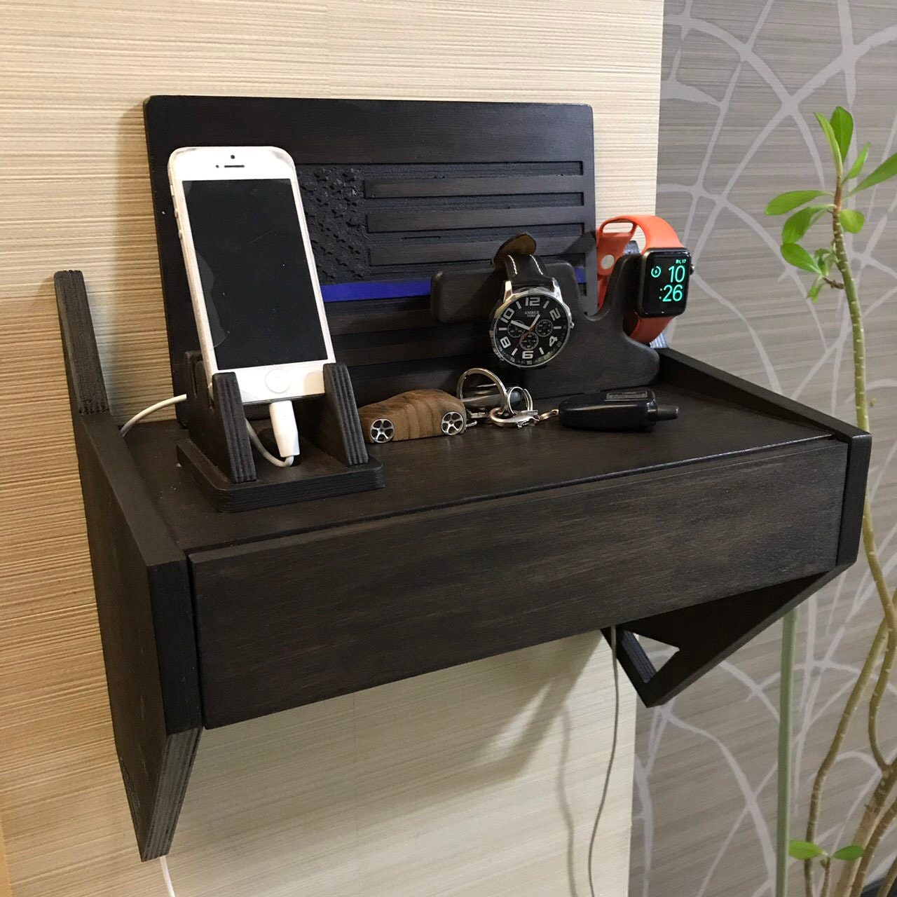 Floating nightstand Gun nightstand holder Entryway organizer Etsy