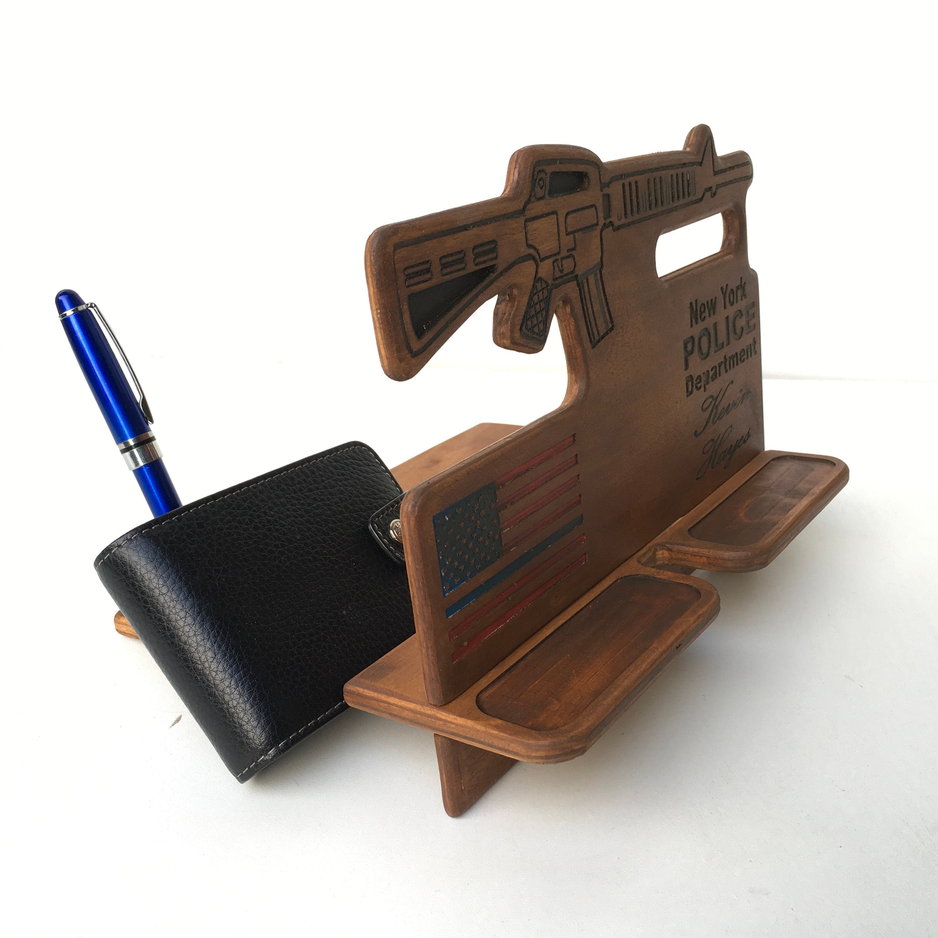 Ver soporte con la bandera americana de la línea azul delgada | Etsy