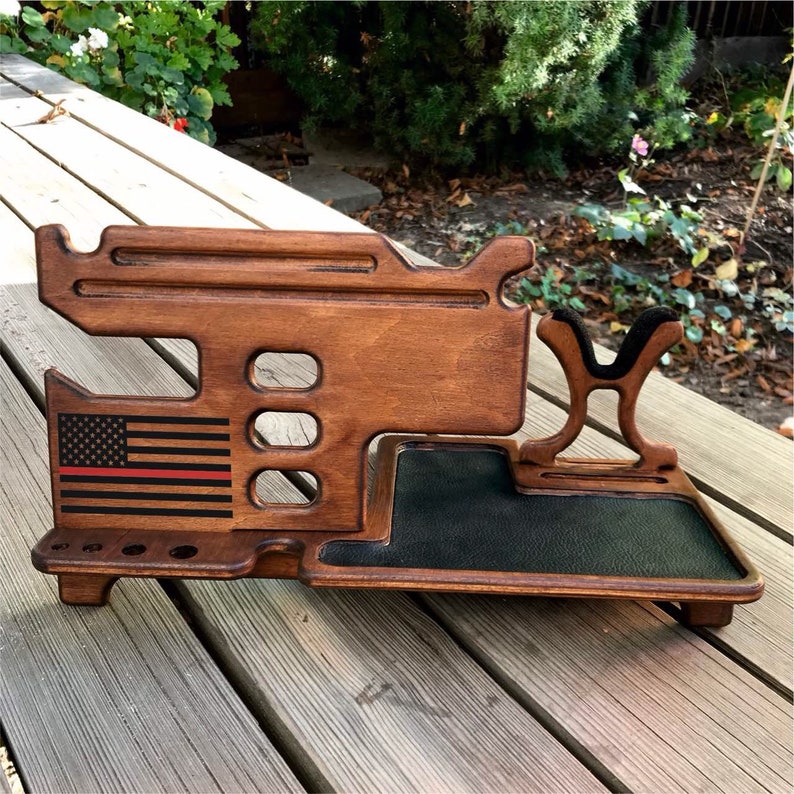 Nightstand Organizer With Gun Holder. Charging Station Phone Etsy
