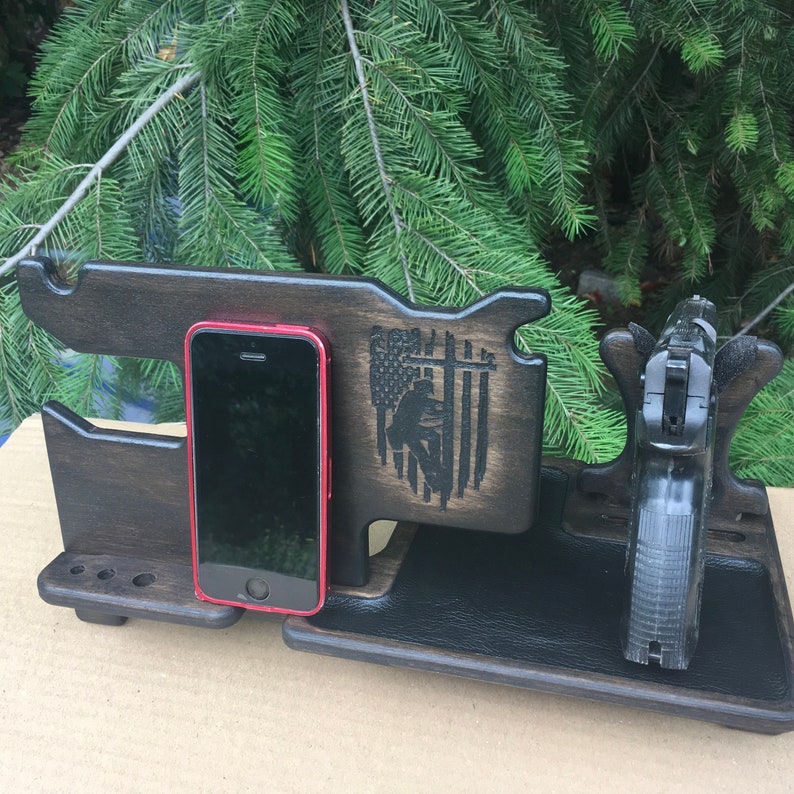 Lineman Gifts. Nightstand Organizer for Men Gun With Phone Etsy