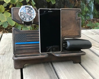 Docking station men personalized. Police officer gifts. Long distance boyfriend gift