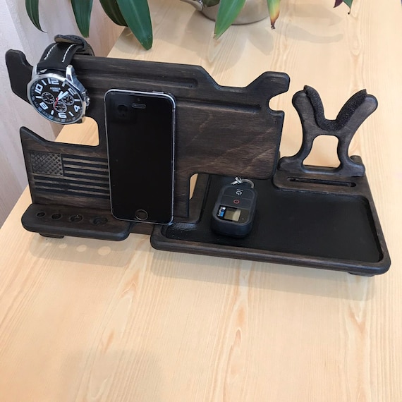 Nightstand Organizer With Gun Holder. Charging Station Phone Etsy