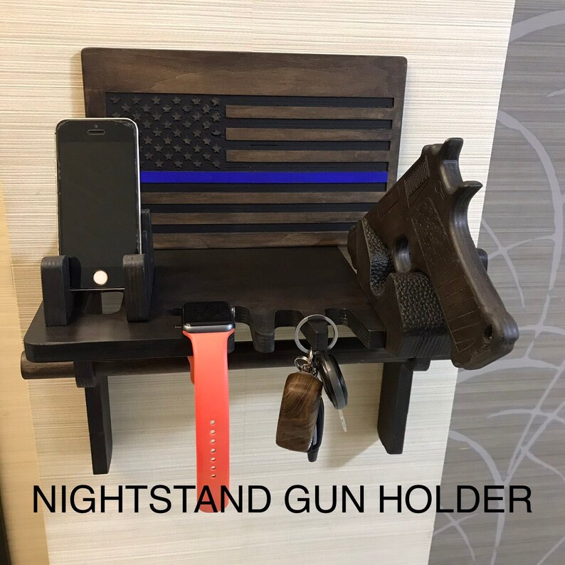 Thin blue line gifts Gun holder Wood burning Police officer buckle