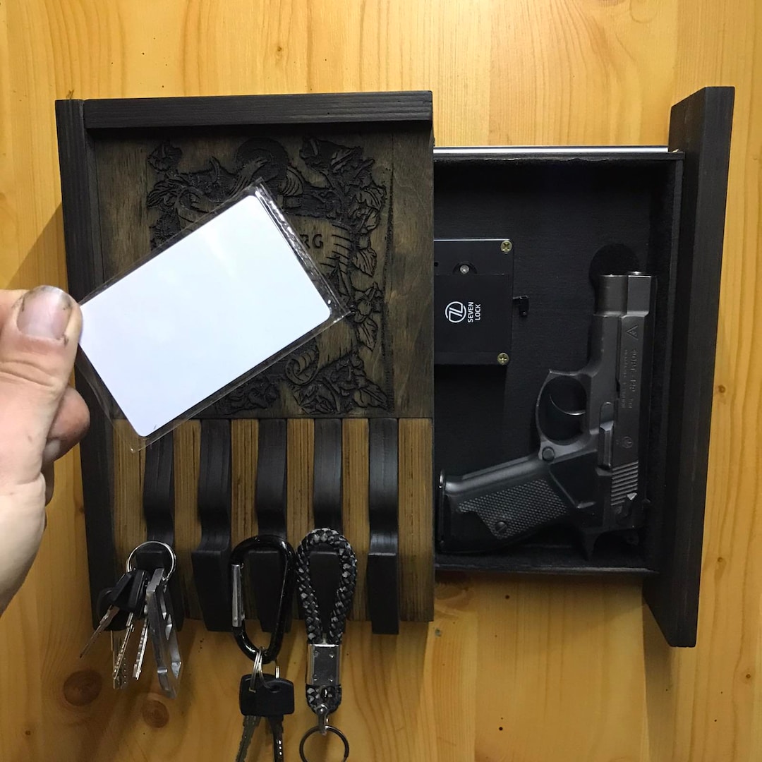 Gun Concealment Wall Mounted Gun Safe. Personalized Gift Gun Etsy