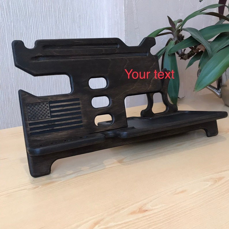 Nightstand Organizer With Gun Holder. Charging Station Phone Etsy