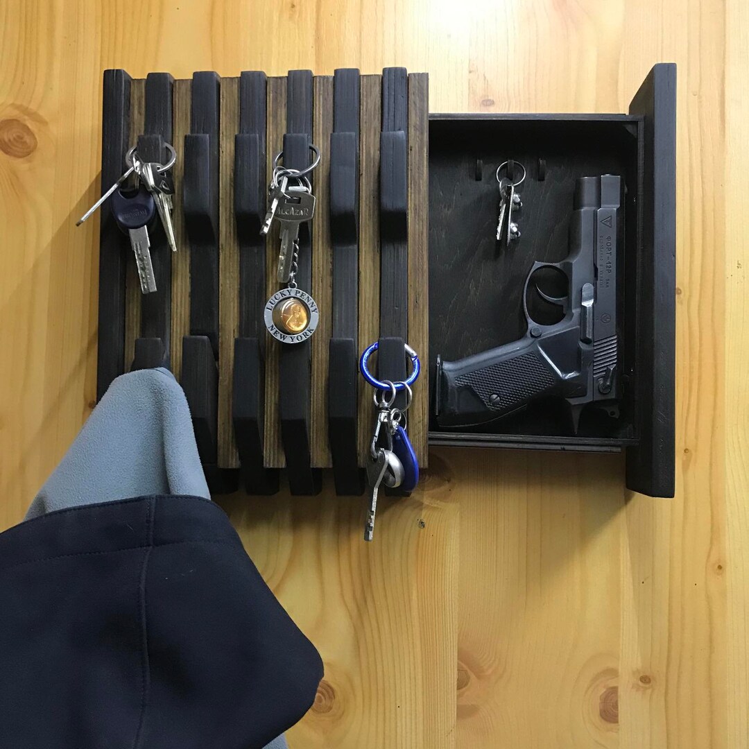 Hidden Gun Safe Wall Mount Floating Drawer, Gun Concealment. Police Officer Gifts. Etsy