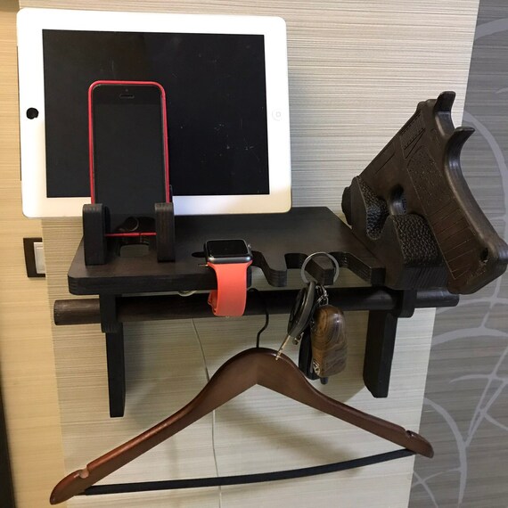 Nightstand Gun Holder Edc Organizer Charging Station Police Etsy