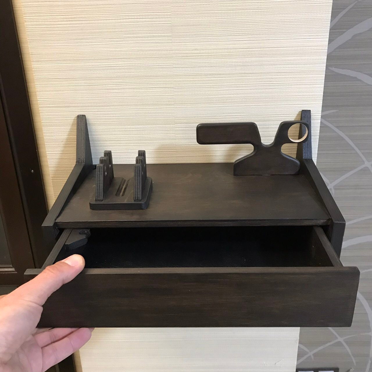 Floating nightstand with gun concealment shelf. Hidden gun Etsy