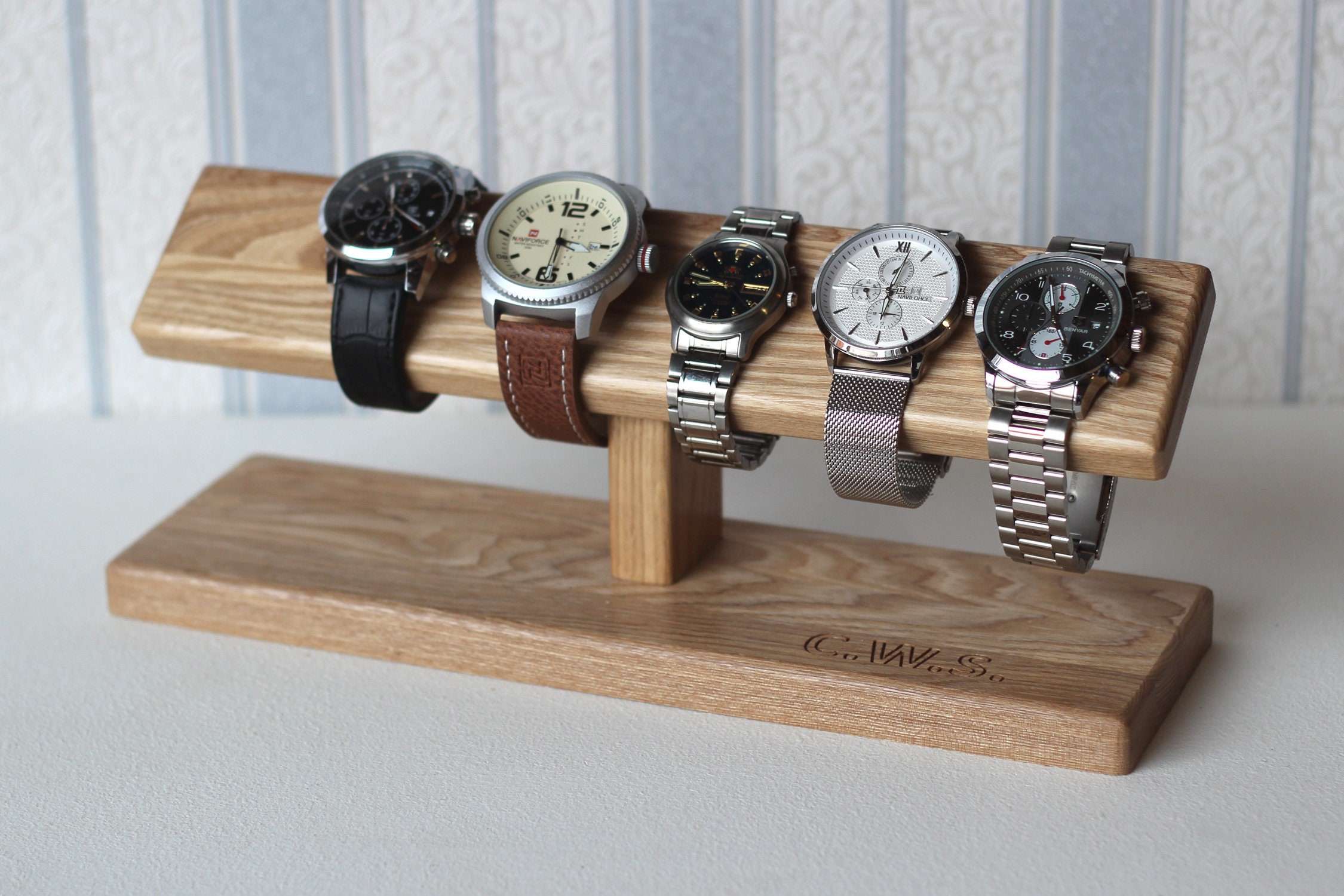 Watch holder for men wooden man's wrist watch organizer. Etsy
