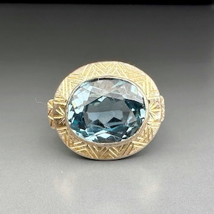 Silver Blue Spinel Ring, US Size 6, Vintage German Art Deco Ring