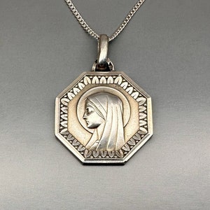 Antique French Silver Virgin Mary Pendant