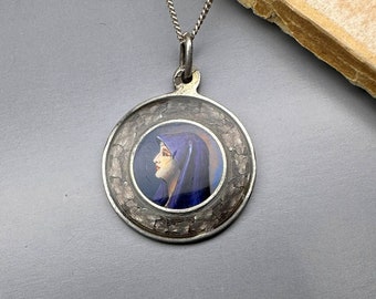 16" Sterling Vintage French Virgin Mary Necklace