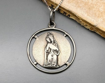 Vintage French Virgin Mary Pendant, Notre-Dame-du-Port Medal