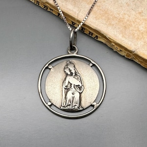 Vintage French Virgin Mary Pendant, Notre-Dame-du-Port Medal