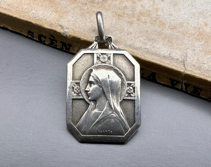 Vintage Religious Medal, Virgin Mary, French Silver Pendant - Etsy