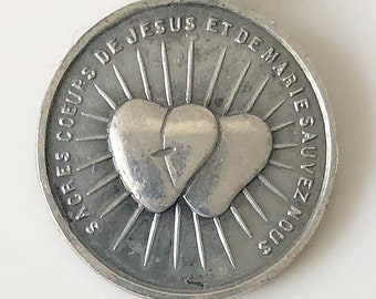 Petite Sacred Heart Medal Miniature French St Joseph Lucky Charm St. Joseph Patron Saint Charm