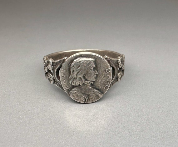 Antique Joan Of Arc Ring, French Silver Saint Rin… - image 8