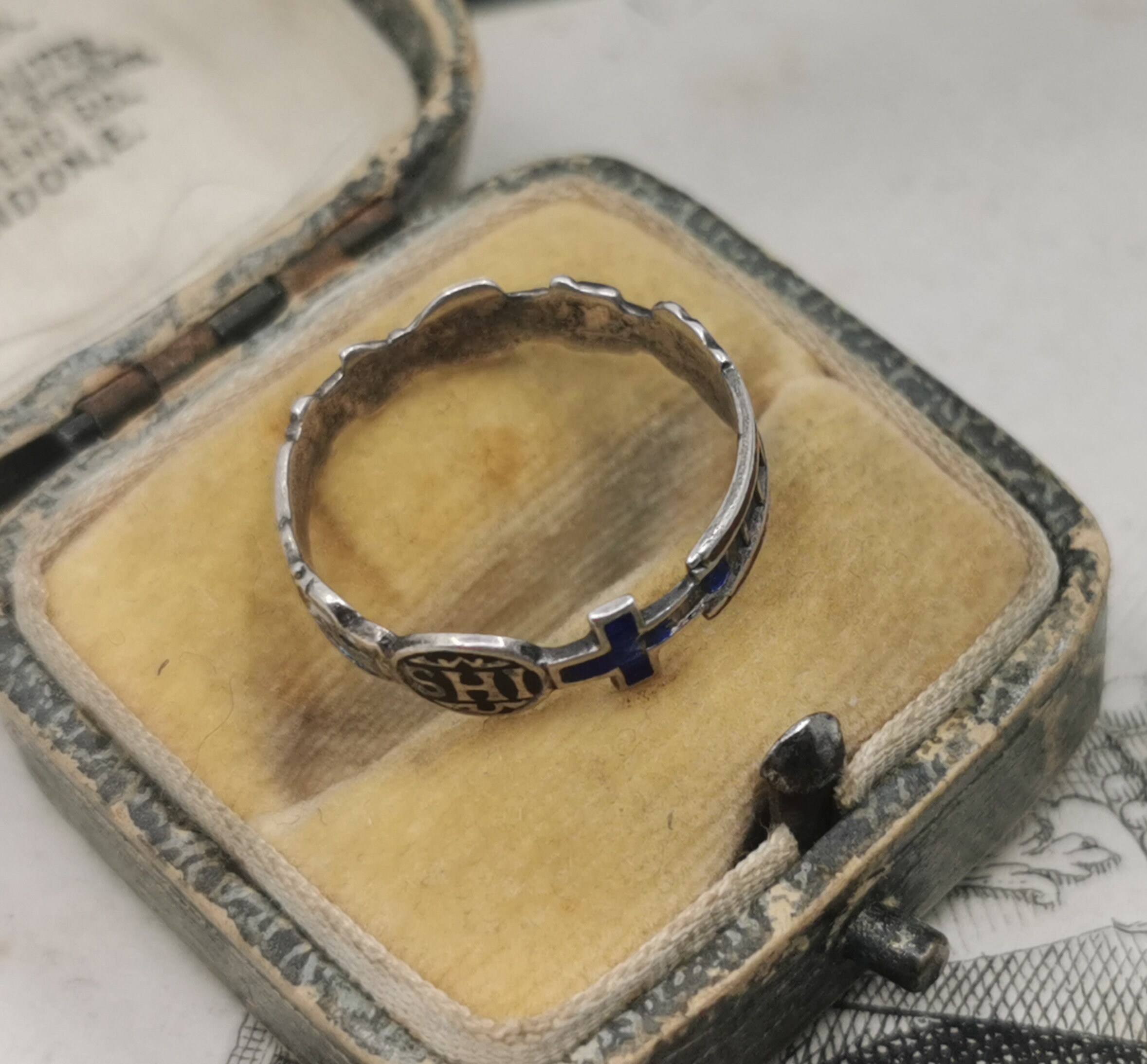 Antique German Jesuit Ring Catholic IHS Enamel Ring US Size Etsy