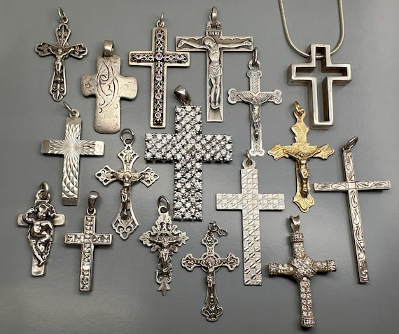 Antique silver crucifix new arrivals