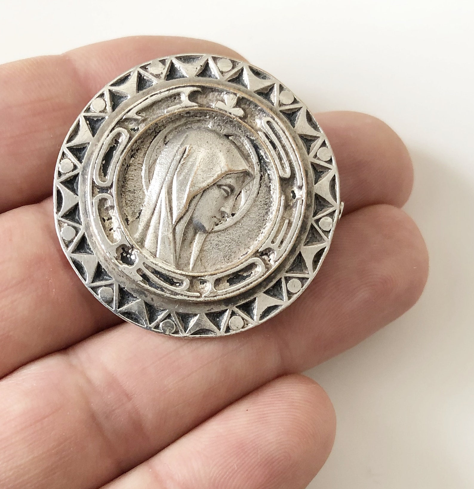 Vintage Religious Brooch Virgin Mary Brooch French Catholic Etsy New